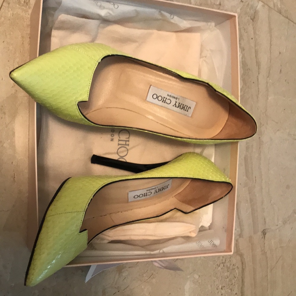 Jimmy Choo Elaphe Size 39 1/2 Color Lemon - image 4